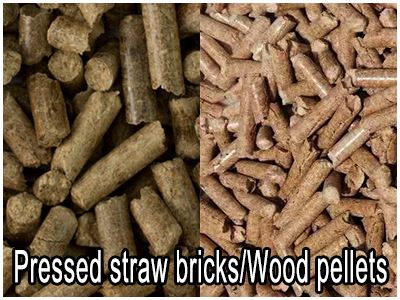 Pressed straw bricks/Wood pellets